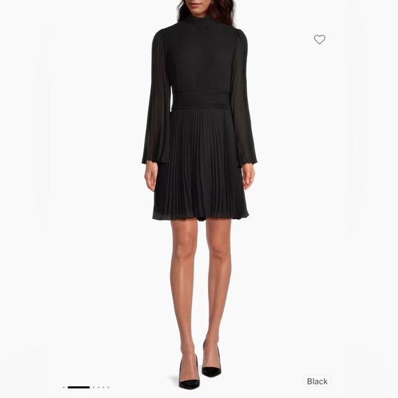 milly rosemary pleated dress Milly Rosemary Pleated Mock-Neck Chiffon Mini Dress